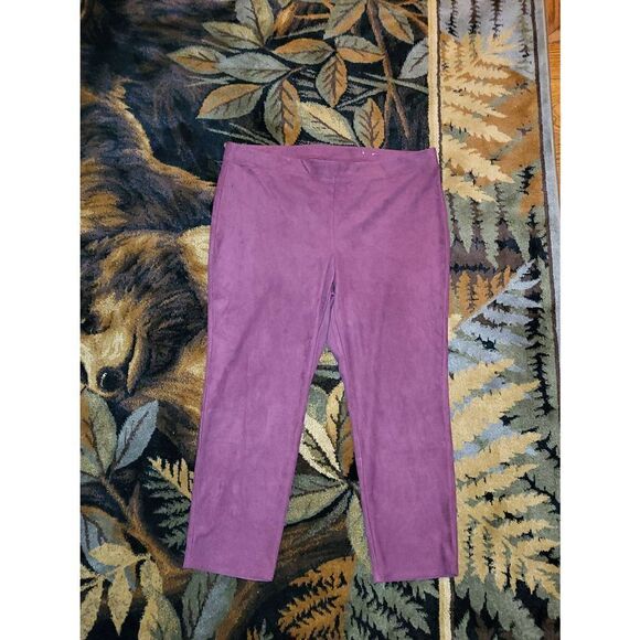 Chico's Faux Suede Pull On Skinny Pants Burgundy Women's 18 - Picture 1 of 5